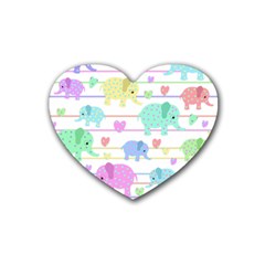 Elephant pastel pattern Heart Coaster (4 pack) 