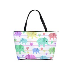 Elephant pastel pattern Shoulder Handbags