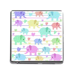 Elephant pastel pattern Memory Card Reader (Square)