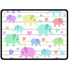 Elephant pastel pattern Double Sided Fleece Blanket (Large) 