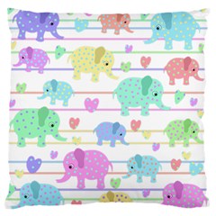 Elephant pastel pattern Large Flano Cushion Case (Two Sides)