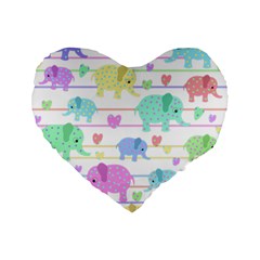 Elephant pastel pattern Standard 16  Premium Flano Heart Shape Cushions