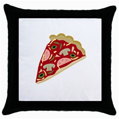 Pizza Slice Throw Pillow Case (black) by Valentinaart