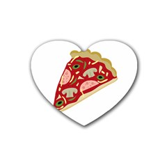 Pizza Slice Rubber Coaster (heart)  by Valentinaart