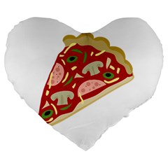 Pizza Slice Large 19  Premium Heart Shape Cushions by Valentinaart