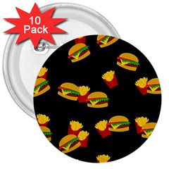 Hamburgers And French Fries Pattern 3  Buttons (10 Pack)  by Valentinaart