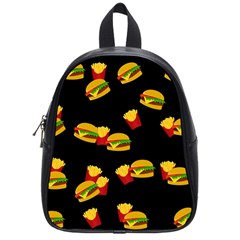 Hamburgers And French Fries Pattern School Bags (small)  by Valentinaart