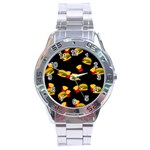 Hamburgers and french fries pattern Stainless Steel Analogue Watch Front