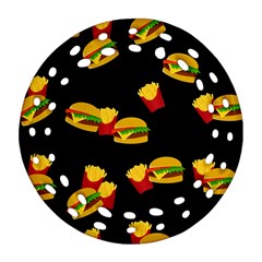 Hamburgers And French Fries Pattern Ornament (round Filigree) by Valentinaart