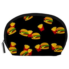 Hamburgers And French Fries Pattern Accessory Pouches (large)  by Valentinaart