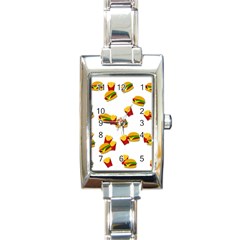 Hamburgers And French Fries  Rectangle Italian Charm Watch by Valentinaart