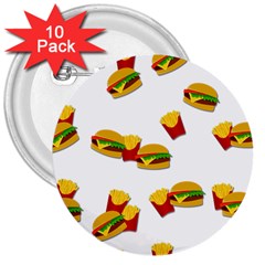 Hamburgers And French Fries  3  Buttons (10 Pack)  by Valentinaart