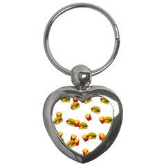 Hamburgers And French Fries  Key Chains (heart)  by Valentinaart