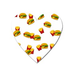 Hamburgers And French Fries  Heart Magnet by Valentinaart