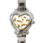 Hamburgers and french fries  Heart Italian Charm Watch Front