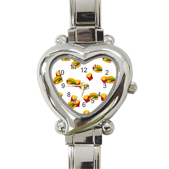 Hamburgers and french fries  Heart Italian Charm Watch