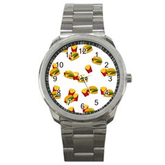 Hamburgers And French Fries  Sport Metal Watch by Valentinaart