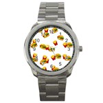 Hamburgers and french fries  Sport Metal Watch Front