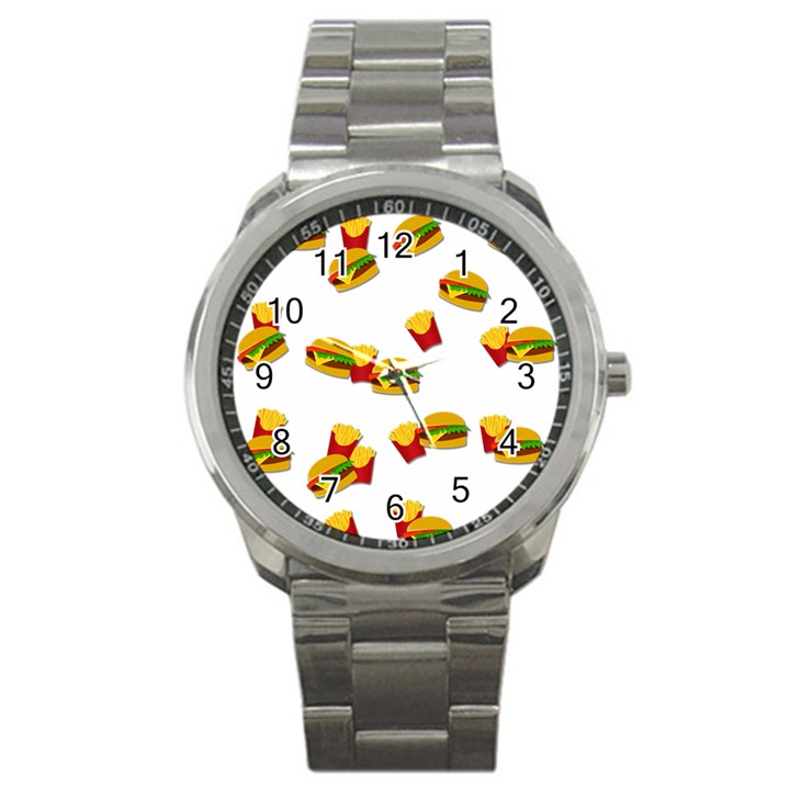 Hamburgers and french fries  Sport Metal Watch