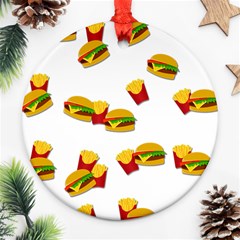 Hamburgers And French Fries  Round Ornament (two Sides) by Valentinaart