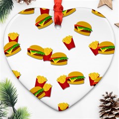 Hamburgers And French Fries  Heart Ornament (two Sides) by Valentinaart