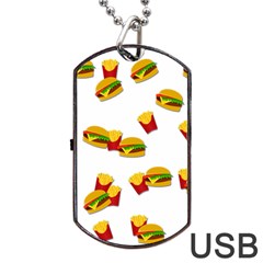 Hamburgers And French Fries  Dog Tag Usb Flash (one Side) by Valentinaart