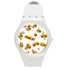 Hamburgers And French Fries  Round Plastic Sport Watch (m) by Valentinaart