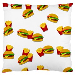 Hamburgers And French Fries  Large Cushion Case (two Sides) by Valentinaart