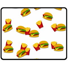 Hamburgers And French Fries  Double Sided Fleece Blanket (medium)  by Valentinaart