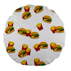 Hamburgers And French Fries  Large 18  Premium Flano Round Cushions