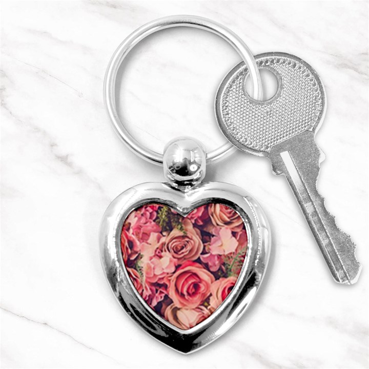 Beautiful pink roses Key Chains (Heart) 