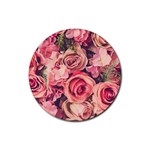 Beautiful pink roses Rubber Round Coaster (4 pack)  Front