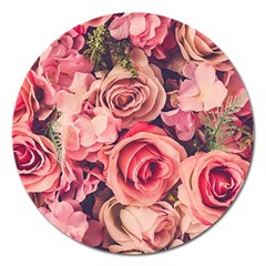 Beautiful Pink Roses Magnet 5  (round) by Brittlevirginclothing