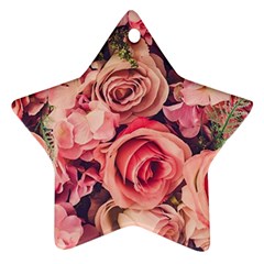 Beautiful Pink Roses Star Ornament (two Sides) by Brittlevirginclothing