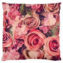 Beautiful Pink Roses Large Cushion Case (one Side) by Brittlevirginclothing