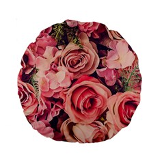 Beautiful Pink Roses Standard 15  Premium Round Cushions by Brittlevirginclothing