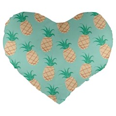 Pineapple Large 19  Premium Flano Heart Shape Cushions by Brittlevirginclothing