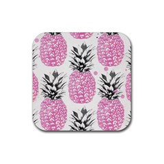 Pink Pineapple Rubber Coaster (square)  by Brittlevirginclothing