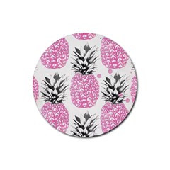 Pink Pineapple Rubber Round Coaster (4 Pack)  by Brittlevirginclothing