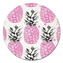 Pink Pineapple Magnet 5  (round) by Brittlevirginclothing