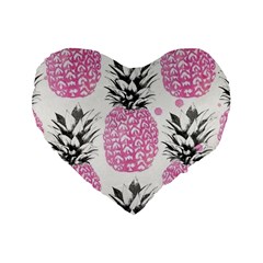 Pink Pineapple Standard 16  Premium Flano Heart Shape Cushions by Brittlevirginclothing