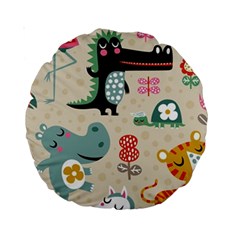 Cute Cartoon Standard 15  Premium Round Cushions by Brittlevirginclothing