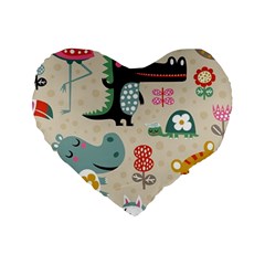 Cute Cartoon Standard 16  Premium Flano Heart Shape Cushions by Brittlevirginclothing