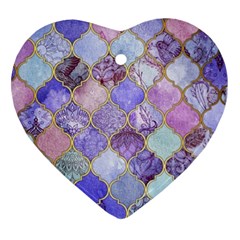 Blue Moroccan Mosaic Ornament (heart) by Brittlevirginclothing