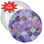 Blue moroccan mosaic 3  Buttons (10 pack)  Front