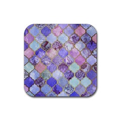 Blue Moroccan Mosaic Rubber Coaster (square)  by Brittlevirginclothing