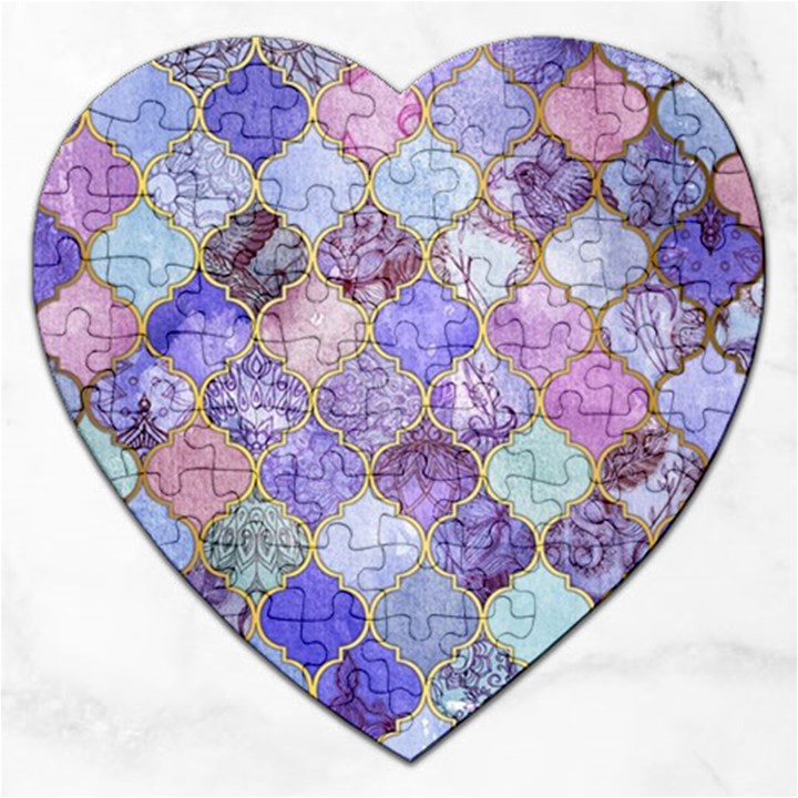 Blue moroccan mosaic Jigsaw Puzzle (Heart)