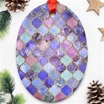 Blue moroccan mosaic Oval Ornament (Two Sides) Back