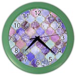 Blue moroccan mosaic Color Wall Clocks Front