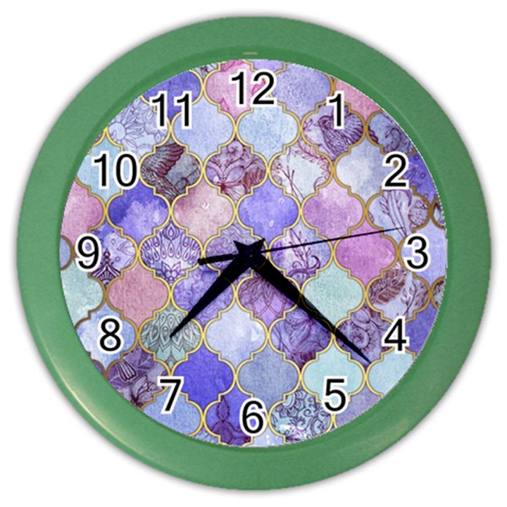 Blue moroccan mosaic Color Wall Clocks